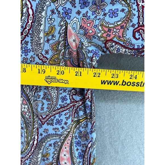 Talbots Shirt Womens Sz XLP Petite Blue Red Tunic Ruffle Tie Neck Lightweight - Picture 4 of 11